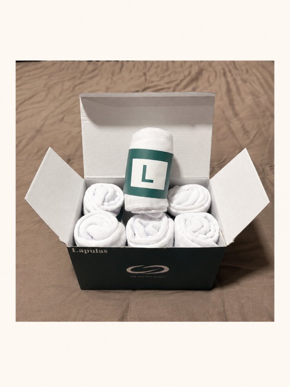 Lapulas White Athletic Ankle Socks 6 Pair Unisex Size L NIB